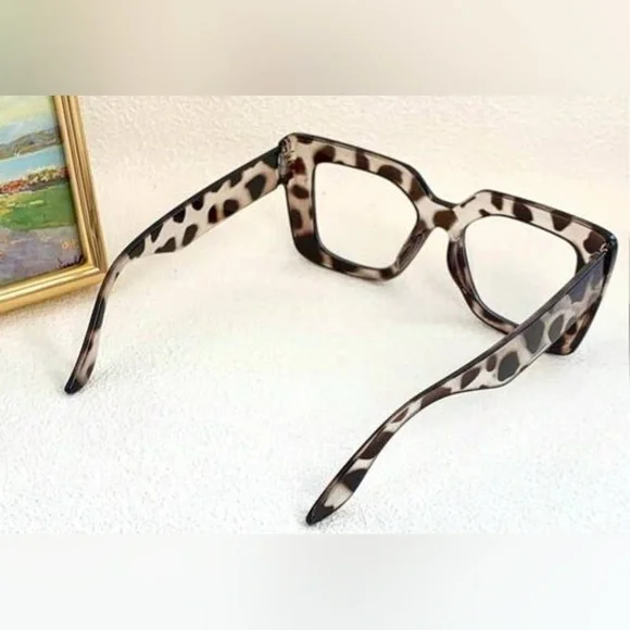 ✨NEW Leopard Print Square Frame Glasses - Picture 7 of 8